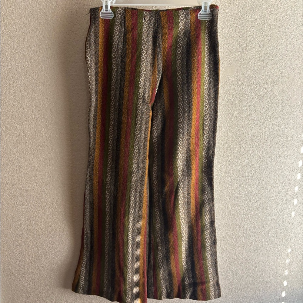 Wool 70s Striped Flare Pants 28